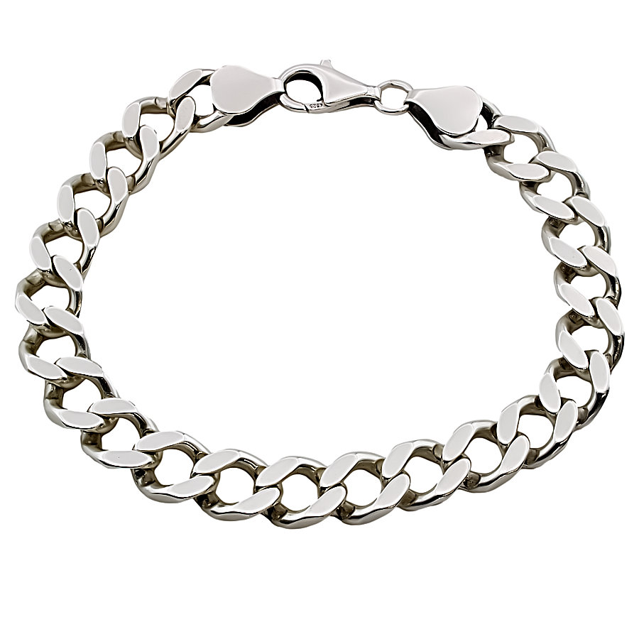 Silver 9 inch Curb Bracelet